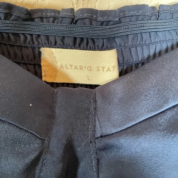 Altar’d State Navy Blue Silky Long Sleeve Mini Dress - Picture 5 of 7